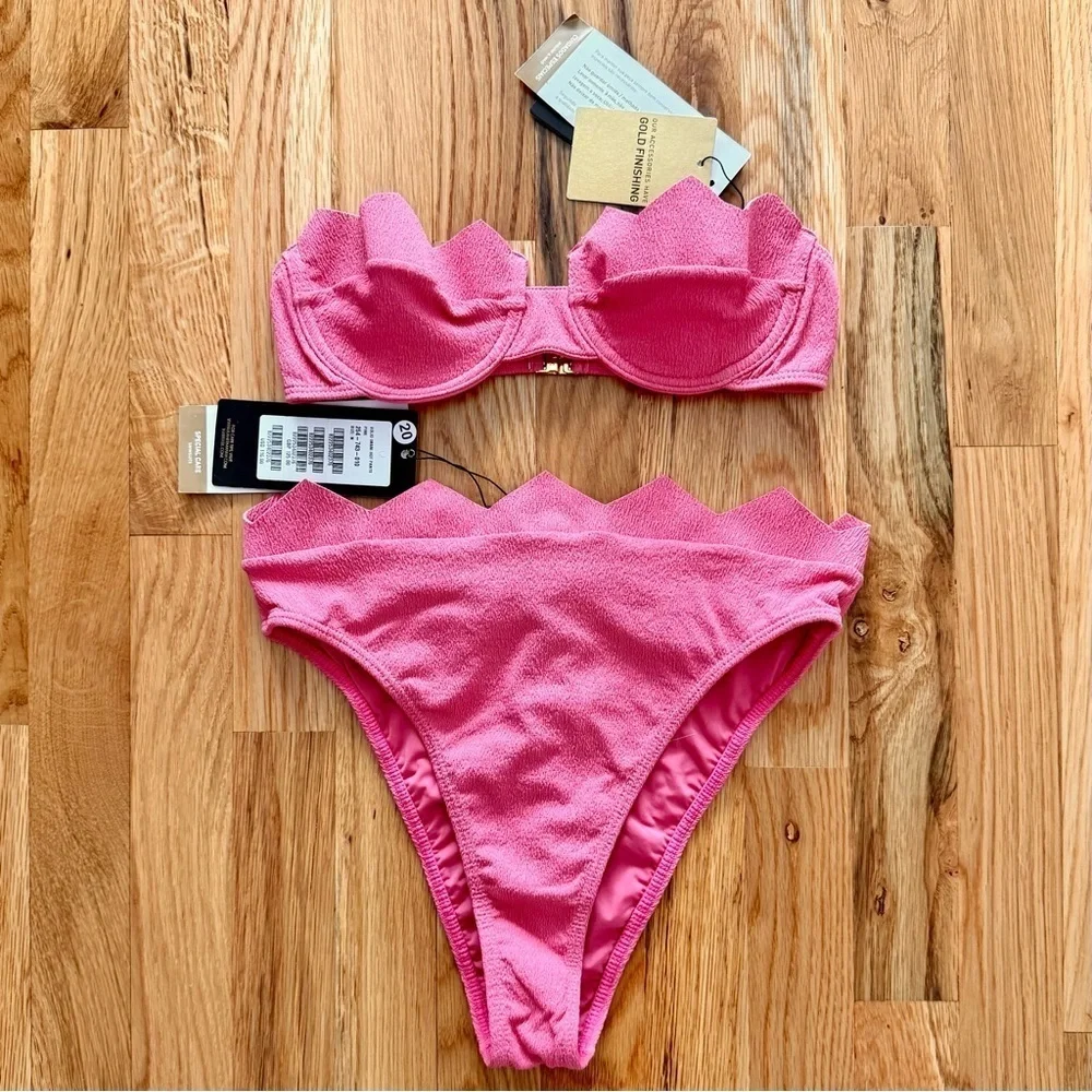 Vix Imani Bandeau + Imani Hot Pants Bikini Set Pink (Top S / Bottom M) NWT